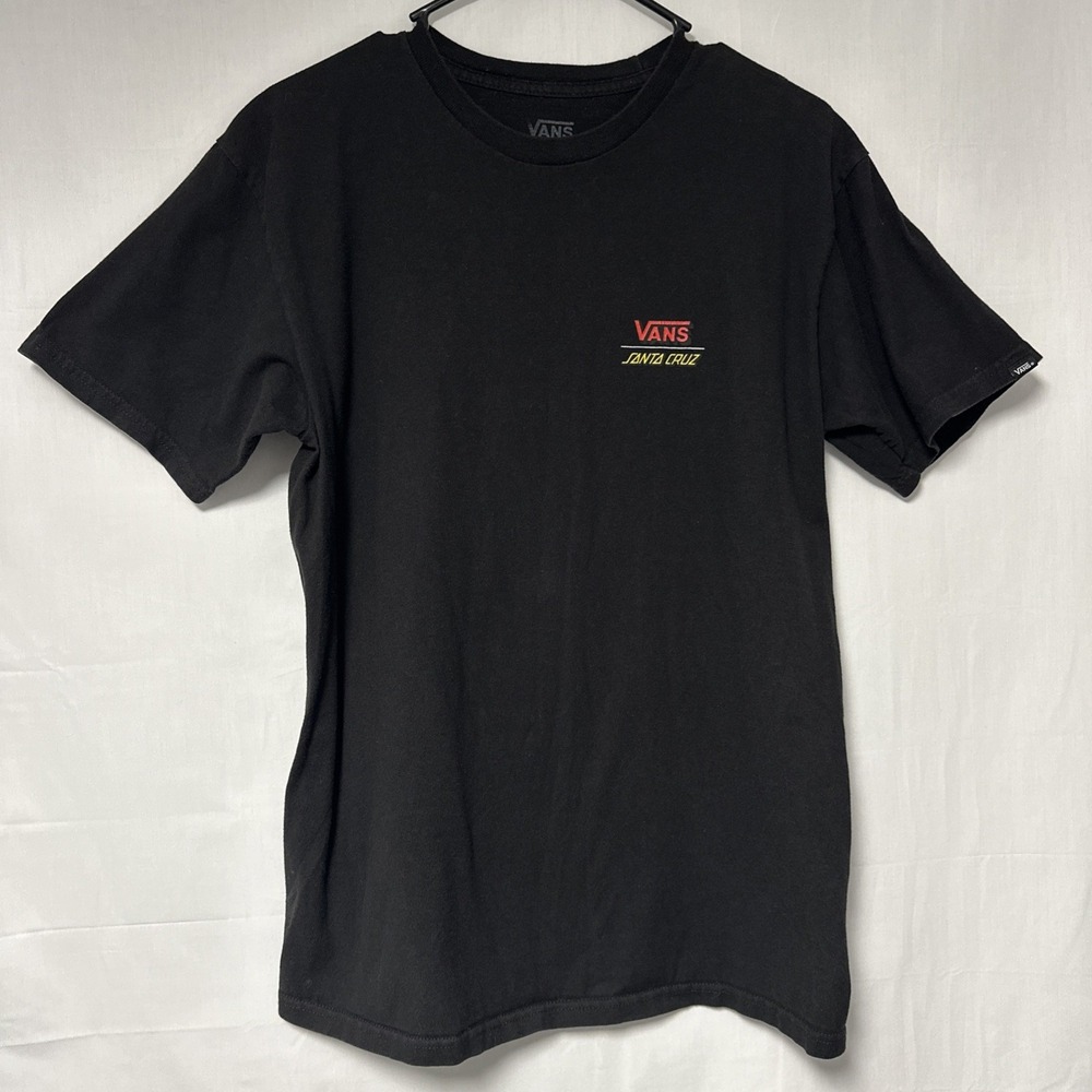 Vans X Santa Cruz Screaming Hand Arch Check Skateboard T-shirt Black Size Medium